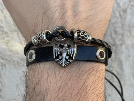 Bijuterii rock, goth, emo, punk - Brățară piele șiret Vultur