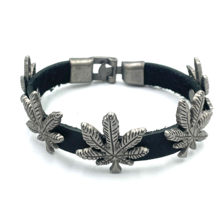 Bijuterii rock, goth, emo, punk - Brățară piele frunză