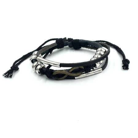Bijuterii rock, goth, emo, punk - Brățară șnur si charm infinit