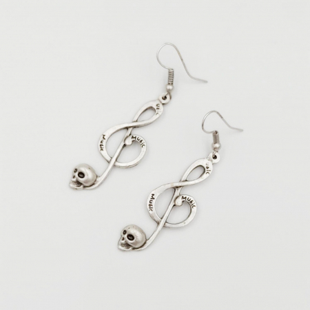 Bijuterii din zamac - Cercei Zamac Argintat Cheia Sol