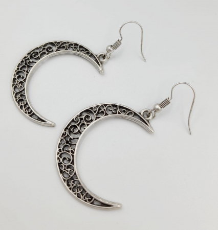 Cercei Zamac Argintat Semiluna [3]