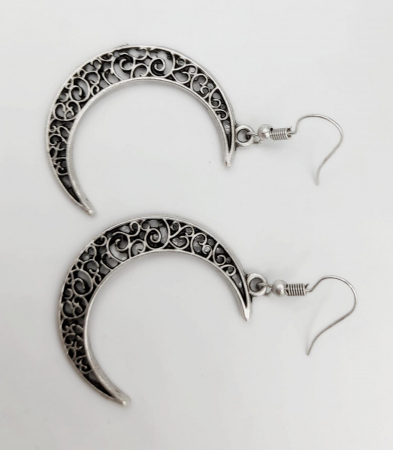 Cercei Zamac Argintat Semiluna [4]