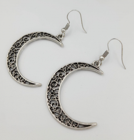 Cercei Zamac Argintat Semiluna [2]