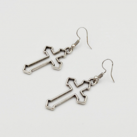 Bijuterii din zamac - Cercei Zamac Argintat Cruce