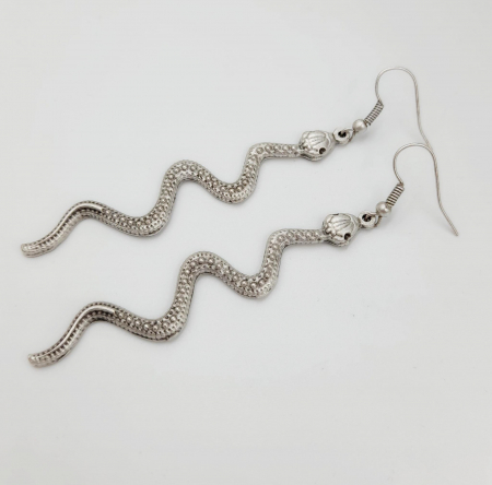 Cercei Zamac Argintat Sarpe [3]