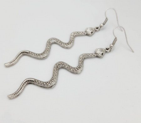 Bijuterii din zamac - Cercei Zamac Argintat Sarpe