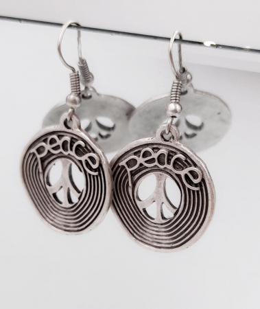 Cercei Zamac Argintat Peace [2]