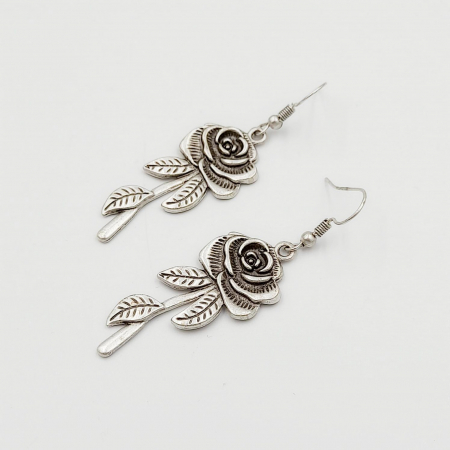 Bijuterii din zamac - Cercei Zamac Argintat Trandafir