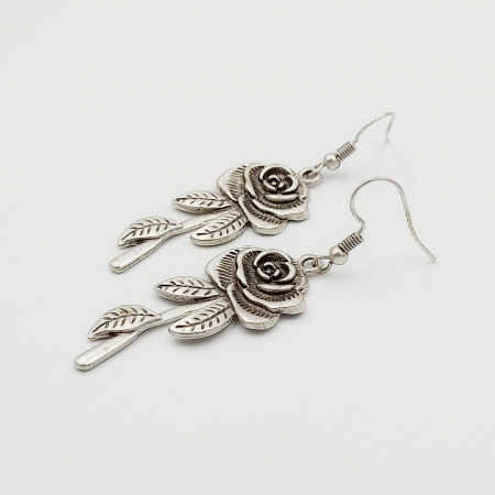 Cercei Zamac Argintat Trandafir [2]