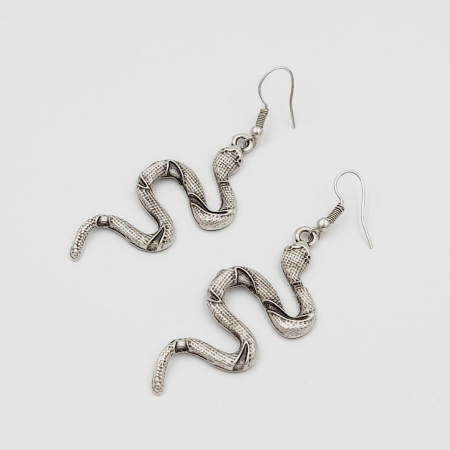 Cercei Zamac Argintat Sarpe [0]