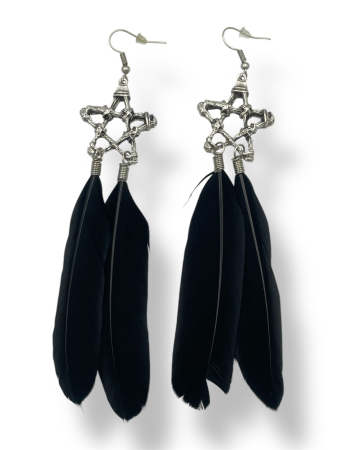 Bijuterii din zamac - Cercei Zamac cu Pene Negre Stea