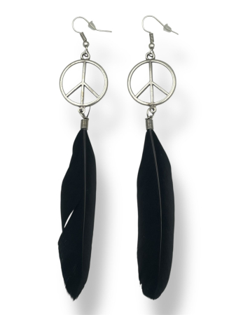 Bijuterii din zamac - Cercei Zamac cu Pene Negre Peace