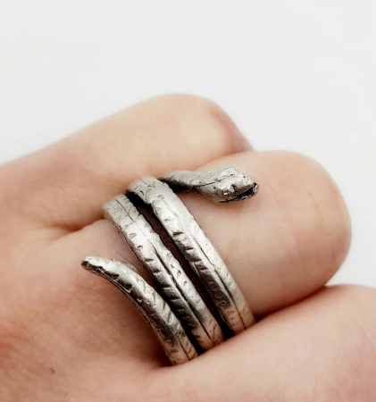 Inele Reglabile Zamac - Inel Sarpe  Zamac Argintat