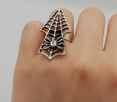 Inel Reglabil Zamac Argintat Panza Paianjen [1]