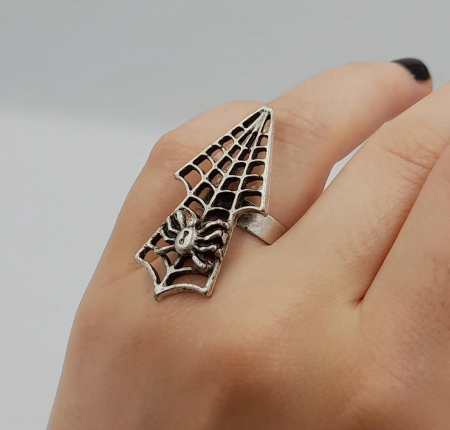 Inele Reglabile Zamac - Inel Reglabil Zamac Argintat Panza Paianjen