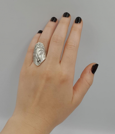 Inel Reglabil Zamac Argintat Fata [4]