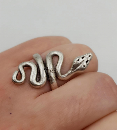 Inele Reglabile Zamac - Inel Sarpe  Zamac Argintat