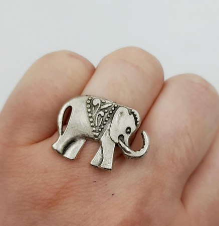 Inele Reglabile Zamac - Inel Elefant Zamac Argintat