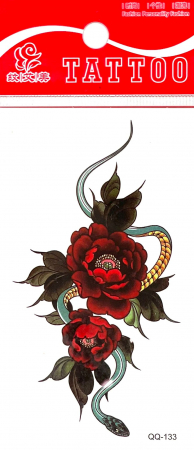 Tatuaje mici - Tatuaj temporar sarpe si trandafir