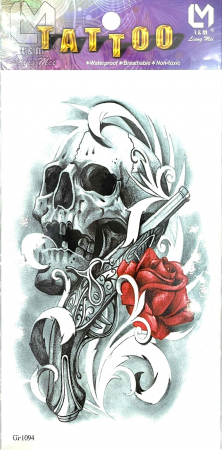 Tatuaje medii - Tatuaj temporar craniu pistol