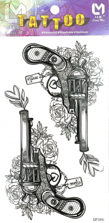 Tatuaje medii - Tatuaj temporar pistol și trandafiri