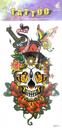 Tatuaje medii - Tatuaj temporar craniu color