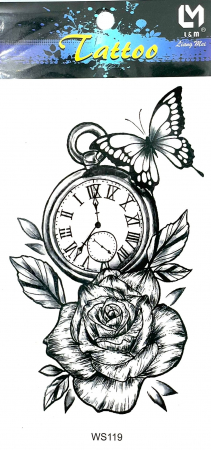 Tatuaje medii - Tatuaj temporar ceas si trandafiri