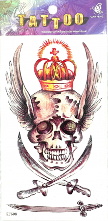 Tatuaje medii - Tatuaj temporar craniu coroana și săbii