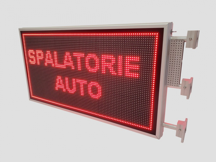 Reclama luminoasa LED pentru SPALATORIE AUTO SELF SERVICE, dimensiuni 1050mm x 570mm, DUBLA FATA, P10 LED-uri rosii [10]