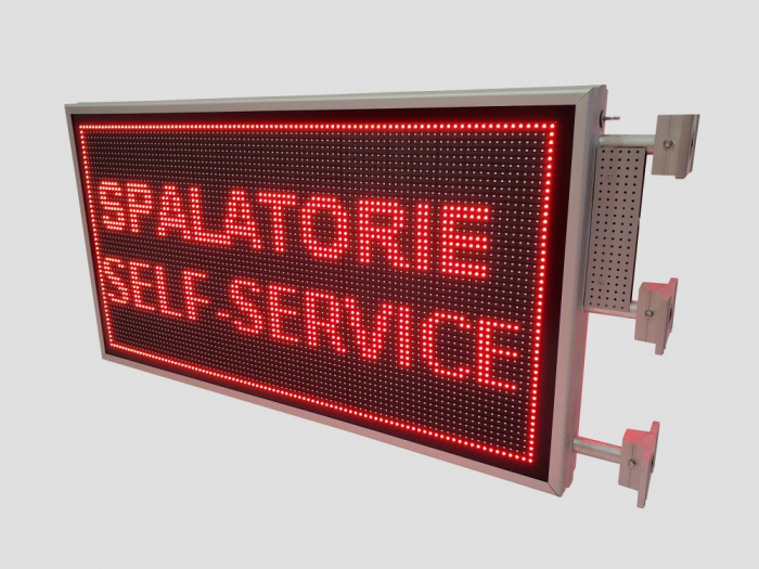 Reclama luminoasa LED pentru SPALATORIE AUTO SELF SERVICE, dimensiuni 1050mm x 570mm, DUBLA FATA, P10 LED-uri rosii [11]