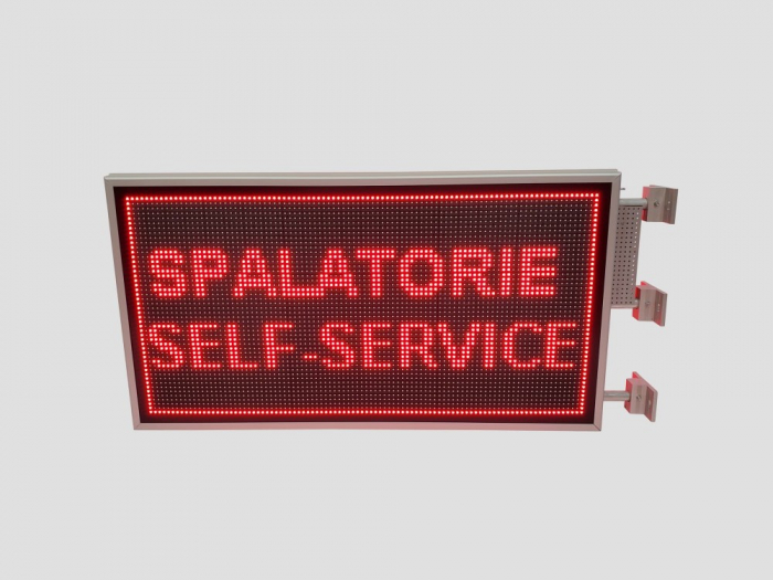 Reclama luminoasa LED pentru SPALATORIE AUTO SELF SERVICE, dimensiuni 1050mm x 570mm, DUBLA FATA, P10 LED-uri rosii [3]