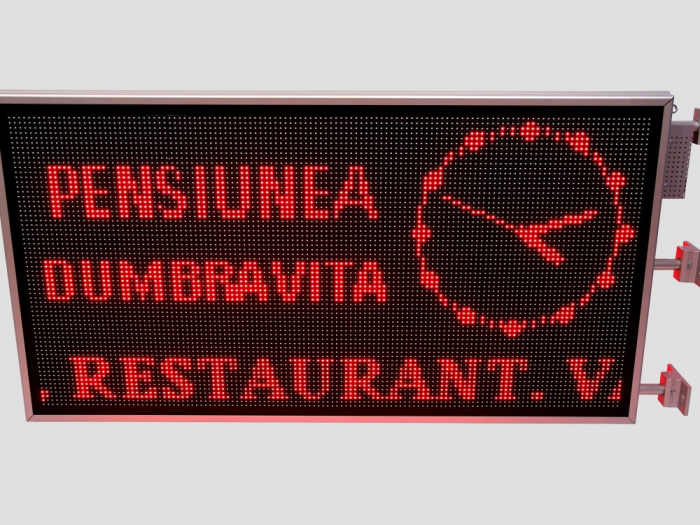 Reclama luminoasa LED pentru PENSIUNE, dimensiuni 1370mm x 730mm,DUBLA FATA, P10 LED-uri ROSII [4]