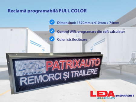 Reclama luminoasa LED pentru PIESE AUTO, dimensiuni 1370mm x 410mm FULL COLOR P5 LED-uri RGB [1]