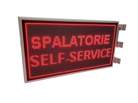 Reclama Spalatorie Auto - Reclama luminoasa LED pentru SPALATORIE AUTO SELF SERVICE, dimensiuni 1050mm x 570mm, DUBLA FATA, P10 LED-uri rosii