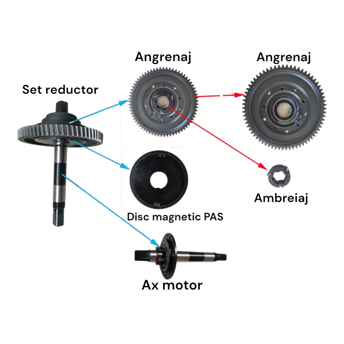 Pinio mare pentru motor BAFANG BBS01/ BBS02, ambrejat cu clichet inclus [3]