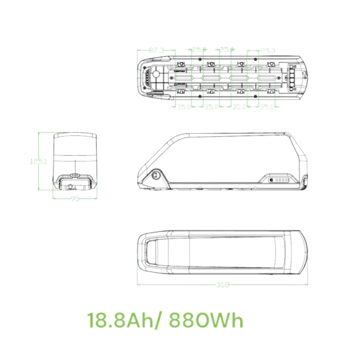 Baterie Li-Ion pentru biciclete electrice 48V/ 18.8Ah/ 880Wh, format 13s4p [6]