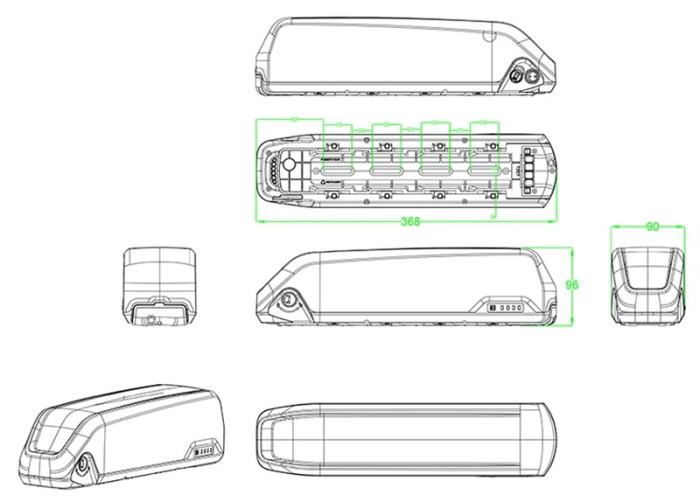 Carcasa REENTION Polly DP-5 18650 pentru baterie bicicleta electrica 48V, 52 celule tip 18650, mufa incarcare 2A [8]