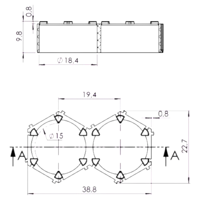 suporti pentru 2 celule Li-ion 18650 tip fagure [4]