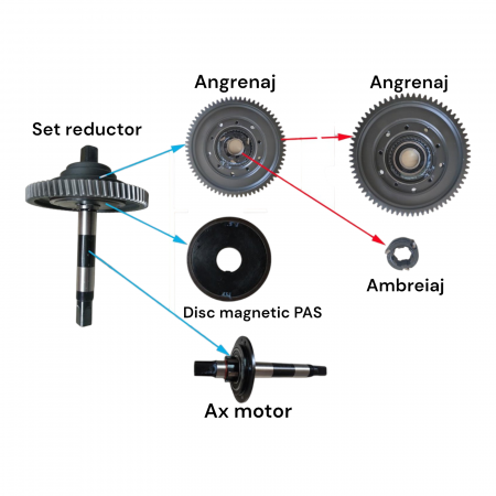 Pinio mare pentru motor BAFANG BBS01/ BBS02, ambrejat cu clichet inclus [2]