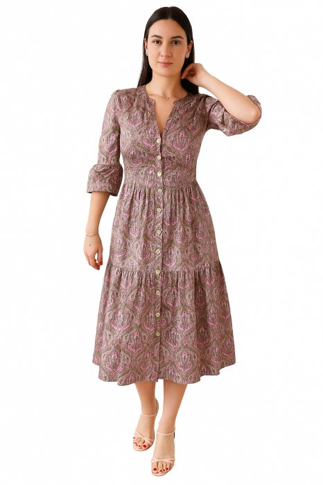 Rochie Din Bumbac – Imprimeu BOHO, Casual-Elegant [1]