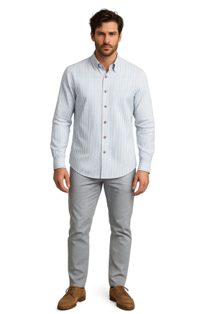 CĂMĂȘI REDRESS BĂRBAȚI - Cămașă Bărbați REDRESS Sky Stripe – Bumbac Premium & Nasturi din Nucă de Cocos (Corozo)