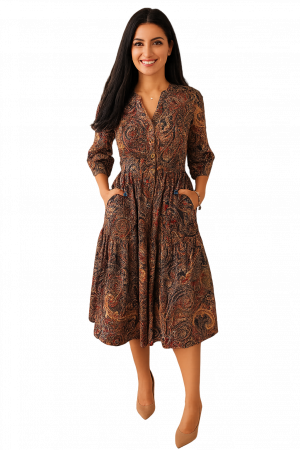 ROCHII REDRESS - Rochie Din Bumbac BOHO – Model Paisley, Chic & Autentic