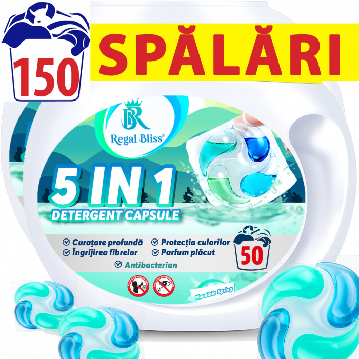 Detergent de rufe capsule  5in1,Mountain Spring, 150 Spalari [1]