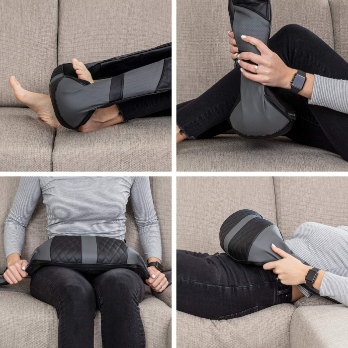 Aparat de masaj profesional pentru spate, gat, umeri, picioare si abdomen, masaj terapeutic, tratarea durerilor musculare cu 8 bile rotative, 3 viteze, 2 directii, Set cu geanta portabila, Gri si Negr [7]