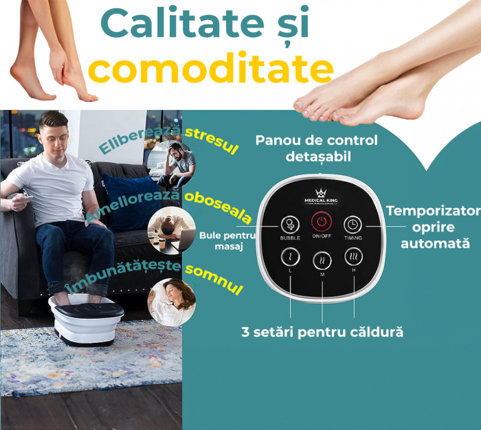 Aparat hidromasaj pliabil pentru picioare, Negru [10]