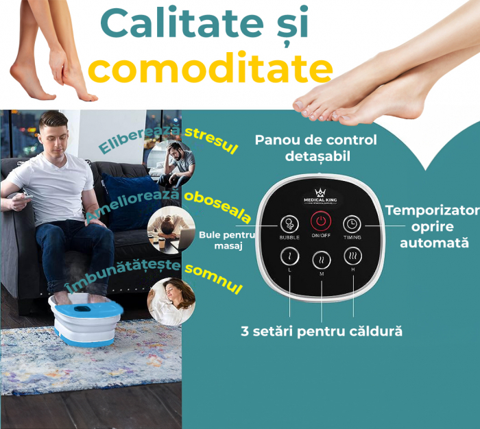 Aparat hidromasaj pliabil pentru picioare, Albastru [10]