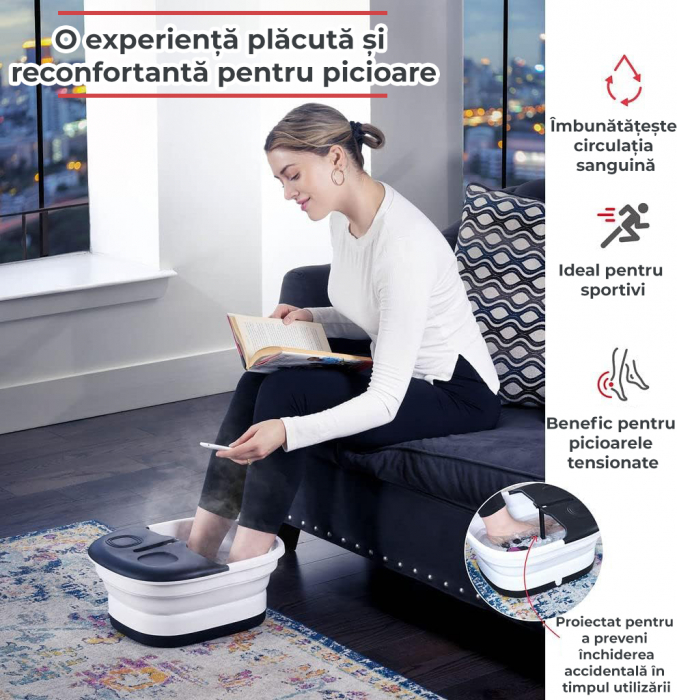 Aparat hidromasaj pliabil pentru picioare, Negru [6]
