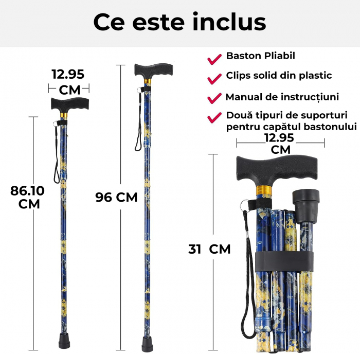 Baston ortopedic de sprijin - model flori [7]