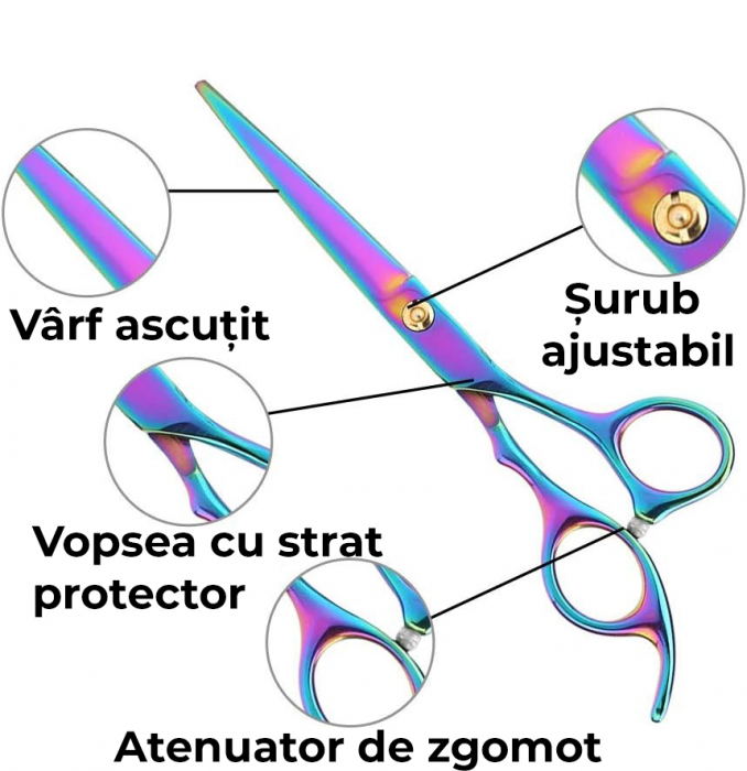 Foarfeca de tuns pentru saloane, Multicolor [5]