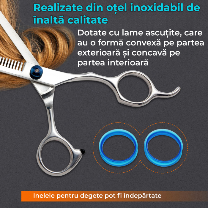 Foarfeca Regal Bliss ® profesionala pentru filat, Argintiu si Albastru [3]